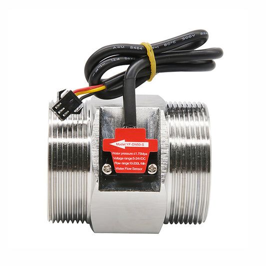 DN40 DN50 Stainless Steel Water Flow Sensor, 1.5" & 2" Turbine Flowmeter, 5-300 L/min, DC 5-24V Hall Effect Pulse Output
