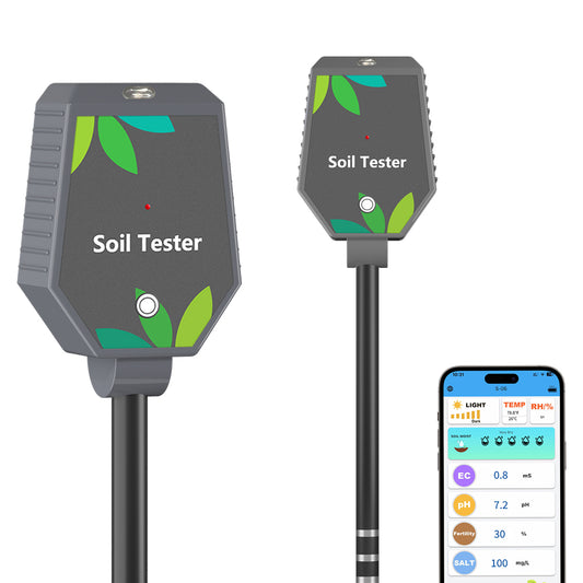 Wireless 8-in-1 Soil Tester & Plant Nutrient Analyzer | App Controlled pH, Electrical Conductivity, and Fertilizer Meter