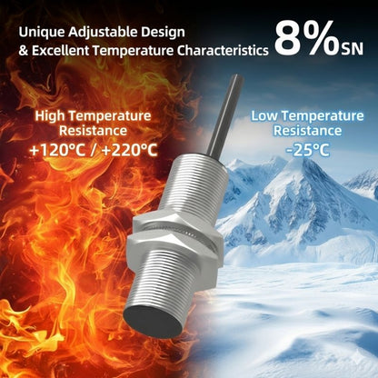 M18 Inductive Proximity Sensor, 3-Wire NPN PNP NO, Flush Shielded & Non-Flush Proximity Switch, DC 10-30V
