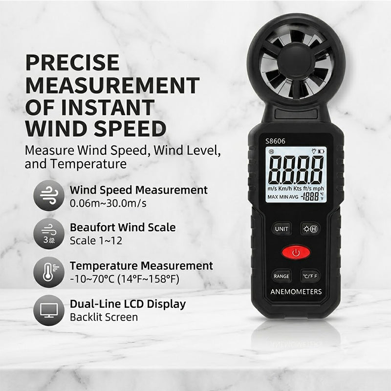 Digital handheld anemometer measuring instrument