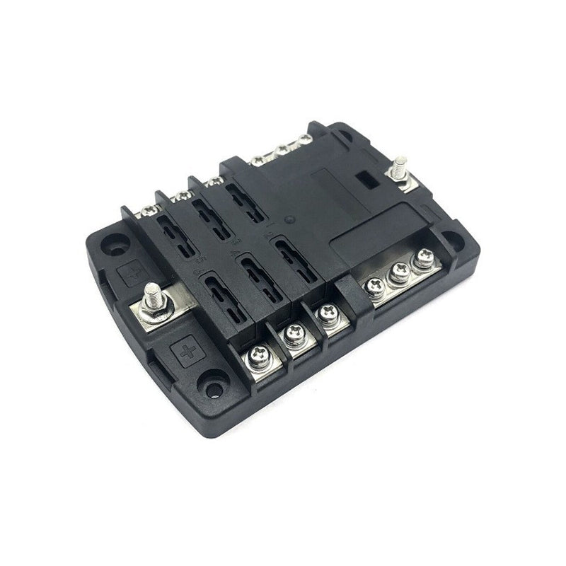 6-Way Blade Fuse Block Automotive Fuse Box with Yellow Latch and Transparent Cover