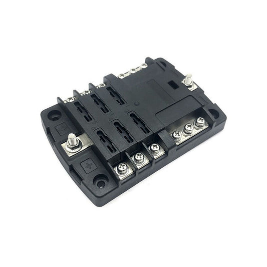 6-Way Blade Fuse Block Automotive Fuse Box with Yellow Latch and Transparent Cover