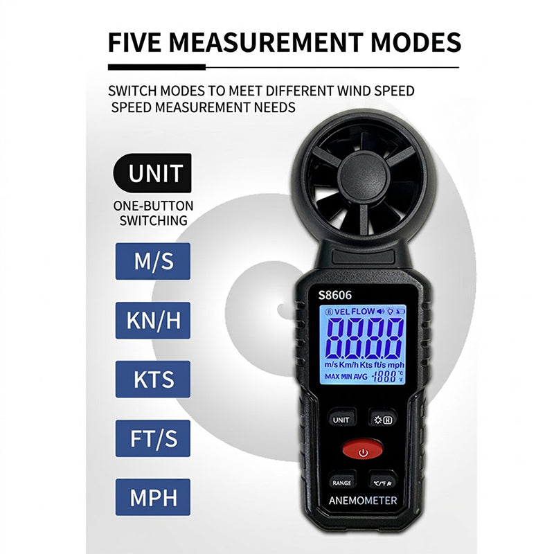 Digital handheld anemometer measuring instrument