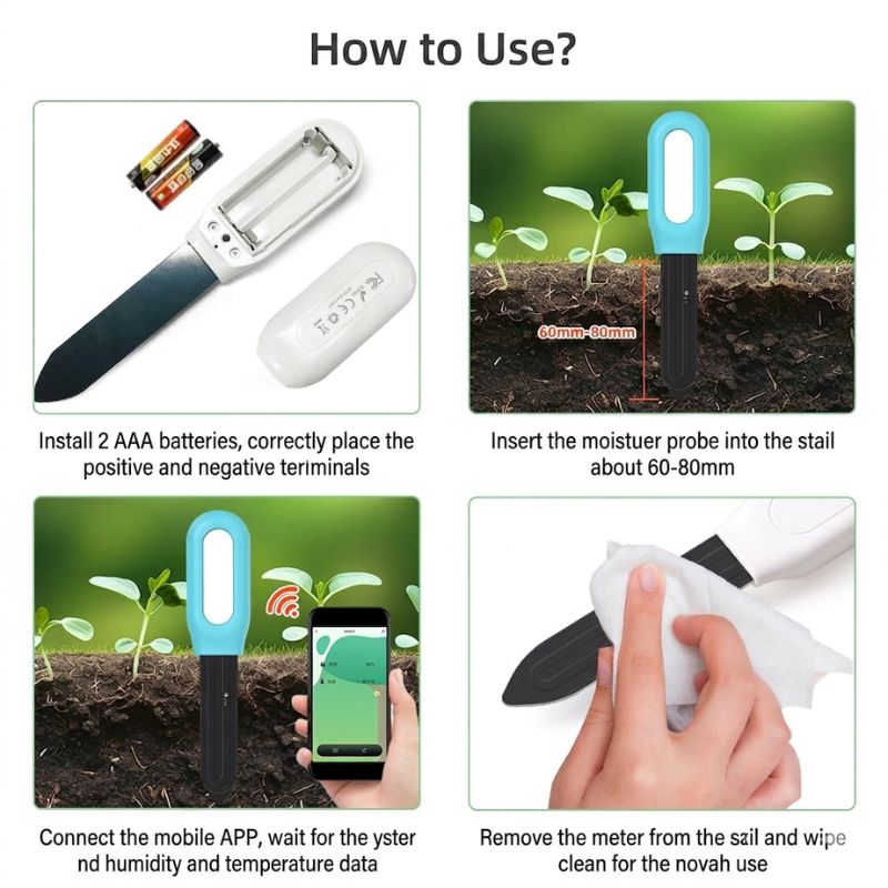 2-in-1 wireless Bluetooth soil moisture meter and thermometer best wireless soil sensor